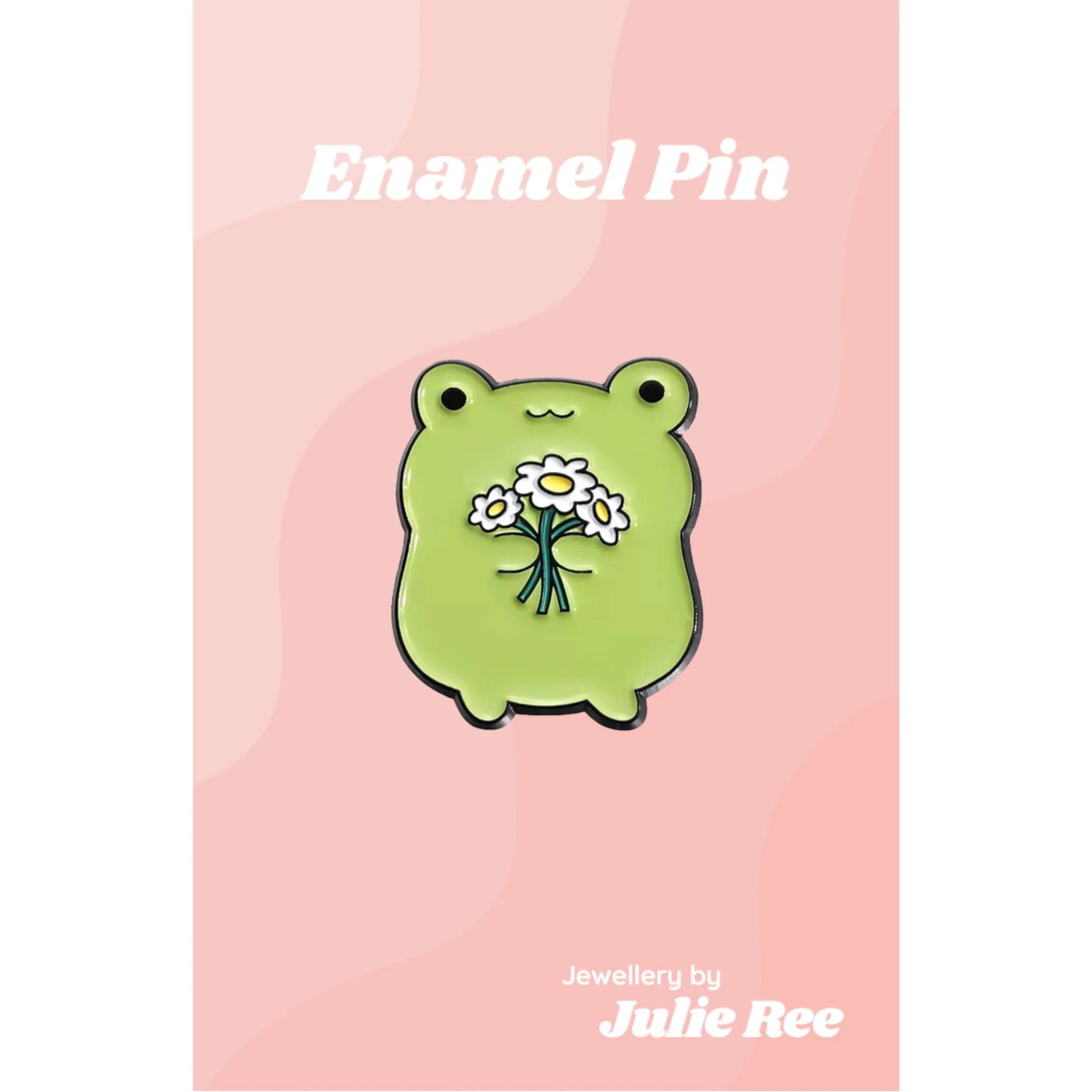 Julie Ree Enamel Pin - Frog With Flowers