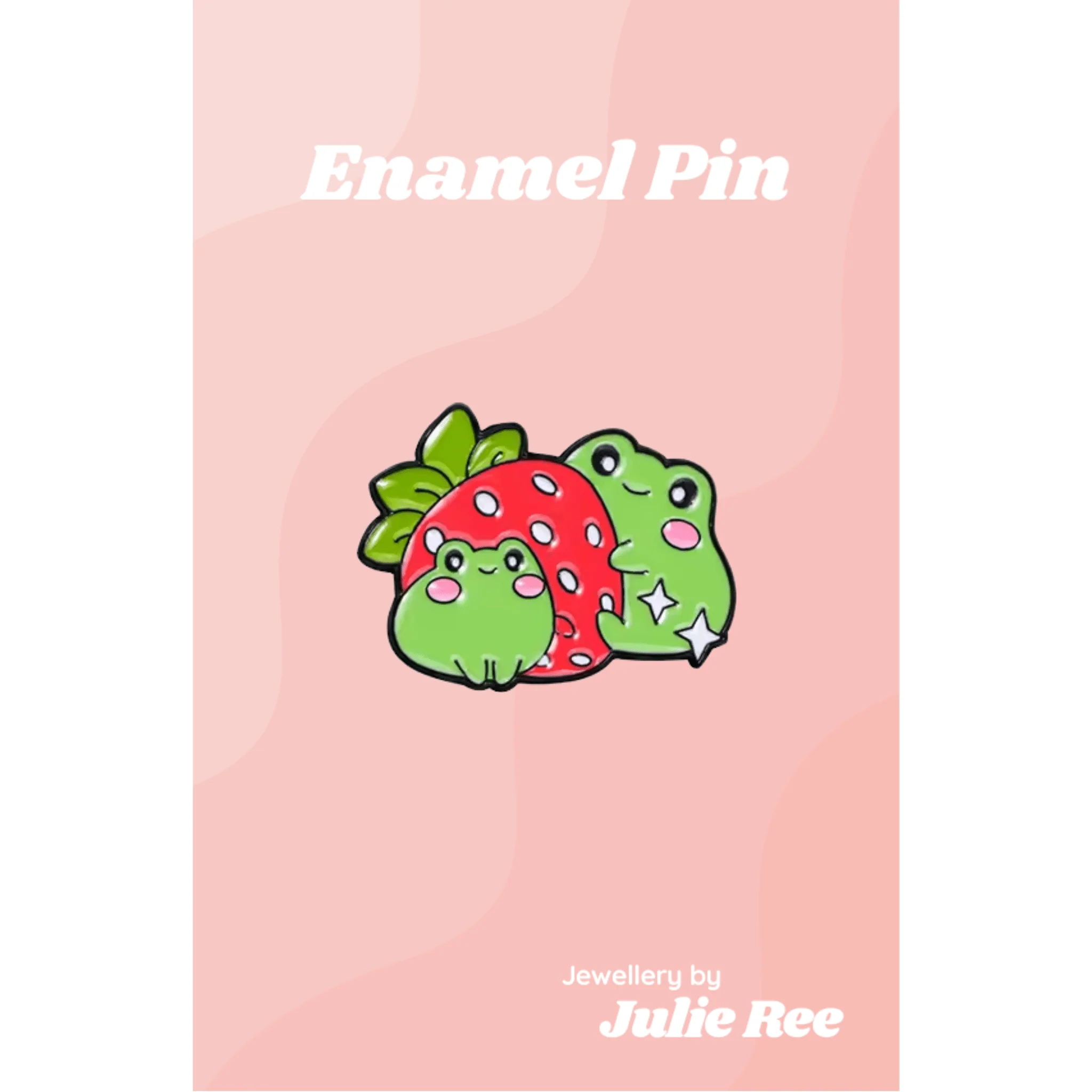 Julie Ree Enamel Pin - Strawberry Frogs