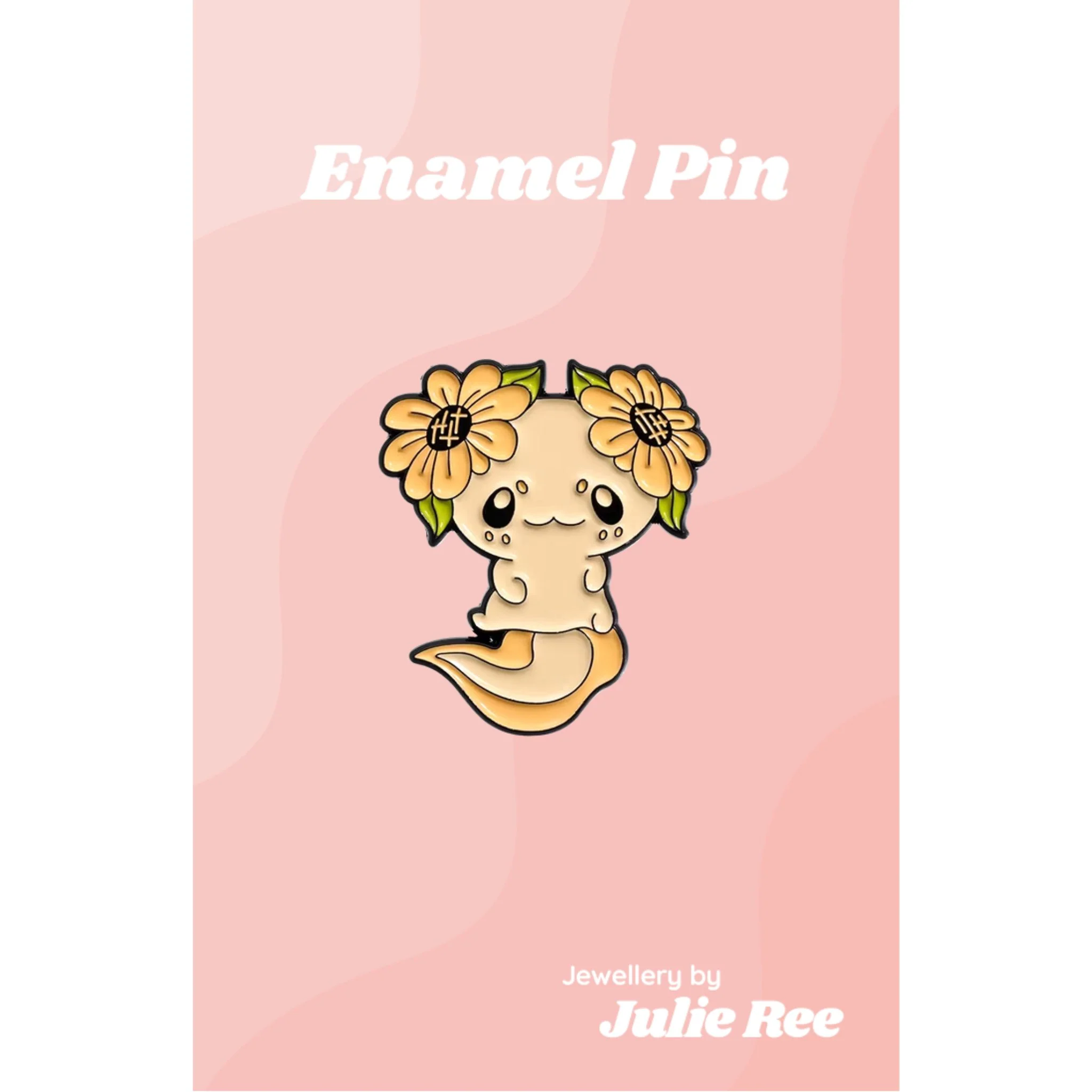 Julie Ree Enamel Pin - Yellow Axolotl
