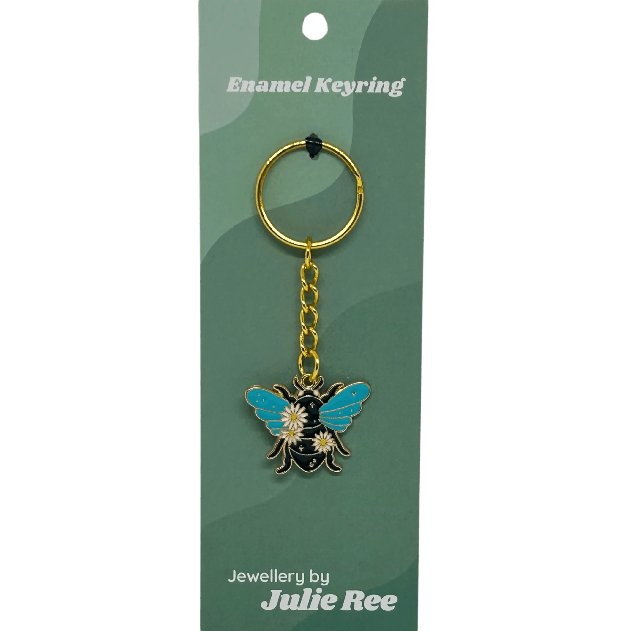 Blue Bee Keyring with Daisies – Jewellery By Julie Ree