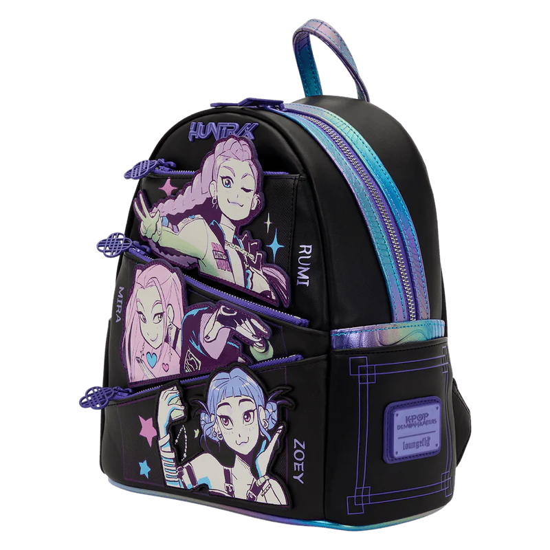 Loungefly K-Pop Demon Hunters HUNTR/X Mini Backpack with Photo Card Charm - Image 2