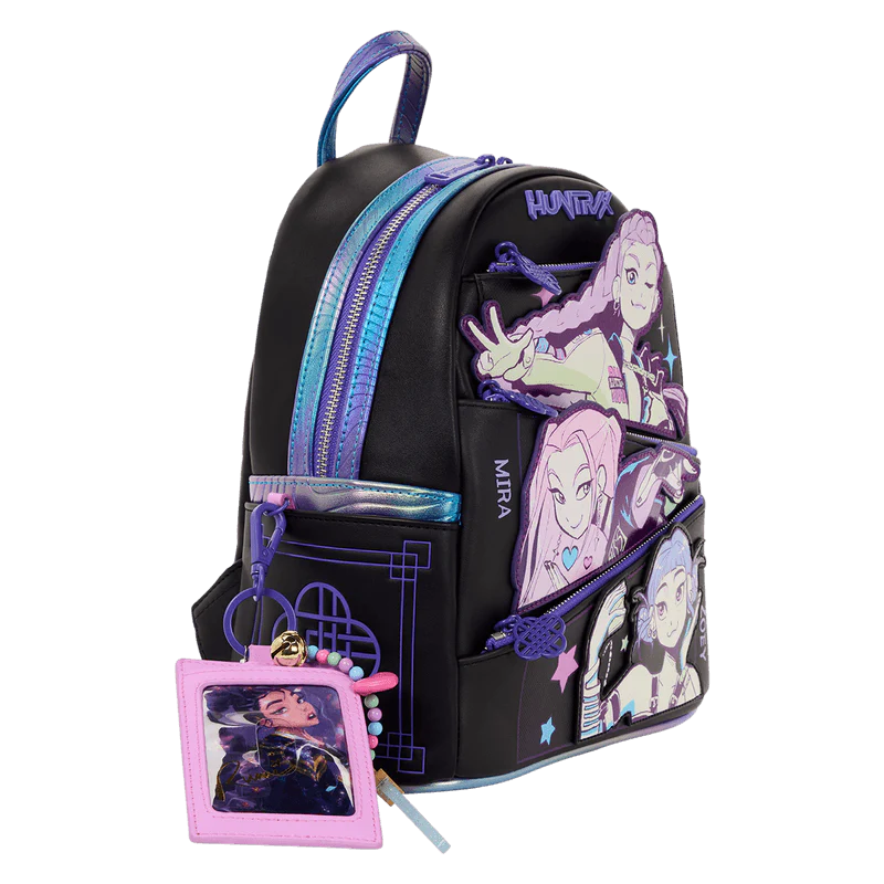 Loungefly K-Pop Demon Hunters HUNTR/X Mini Backpack with Photo Card Charm - Image 3