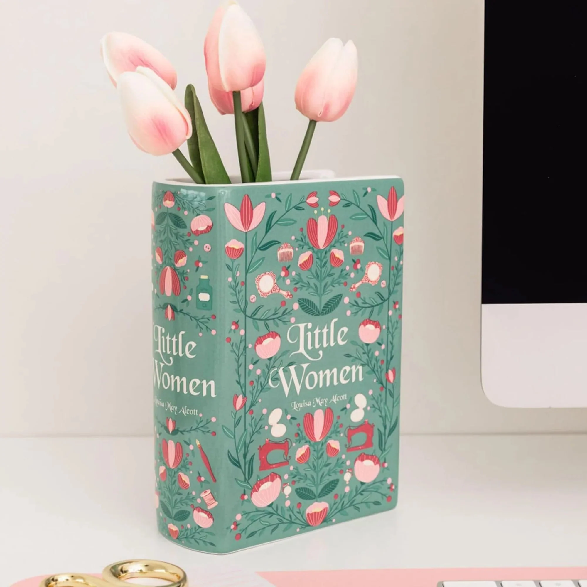 Little Women Ceramic Book Vase – Storybook Floral Vase - Image 3