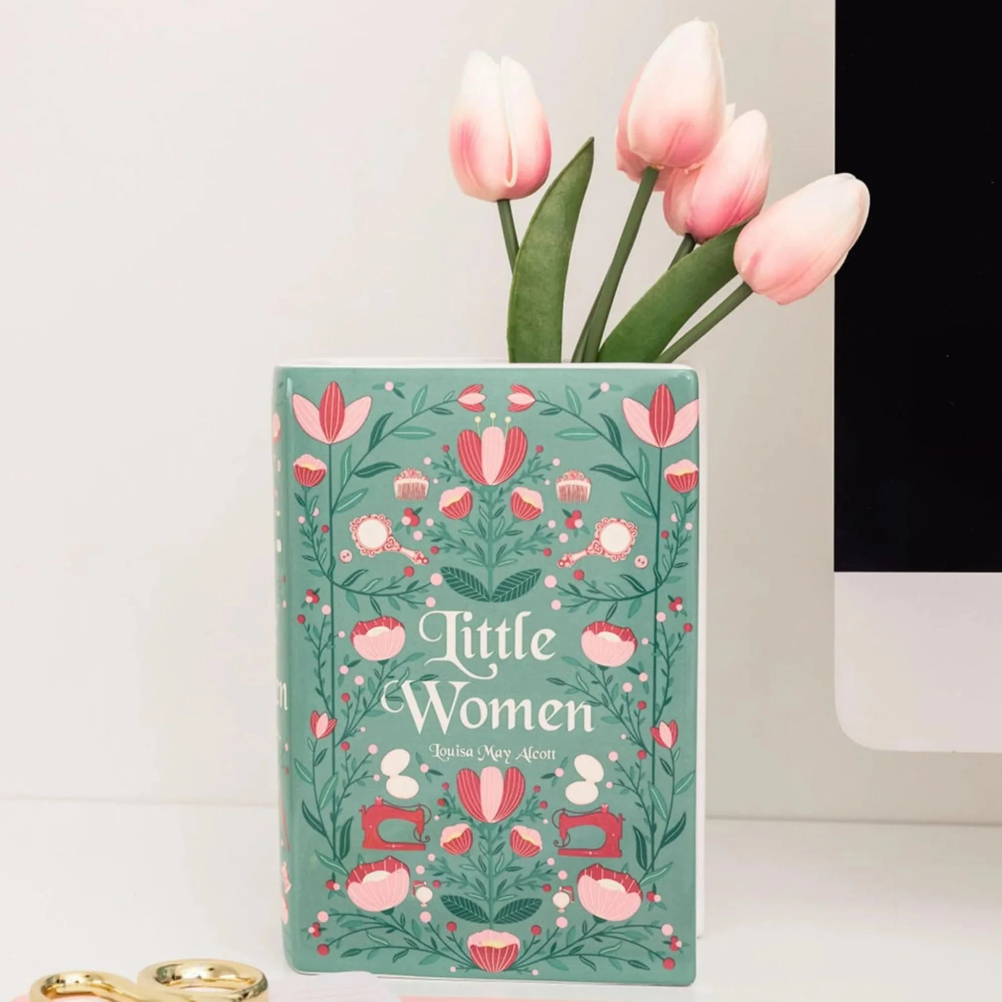 Little Women Ceramic Book Vase – Storybook Floral Vase - Image 4