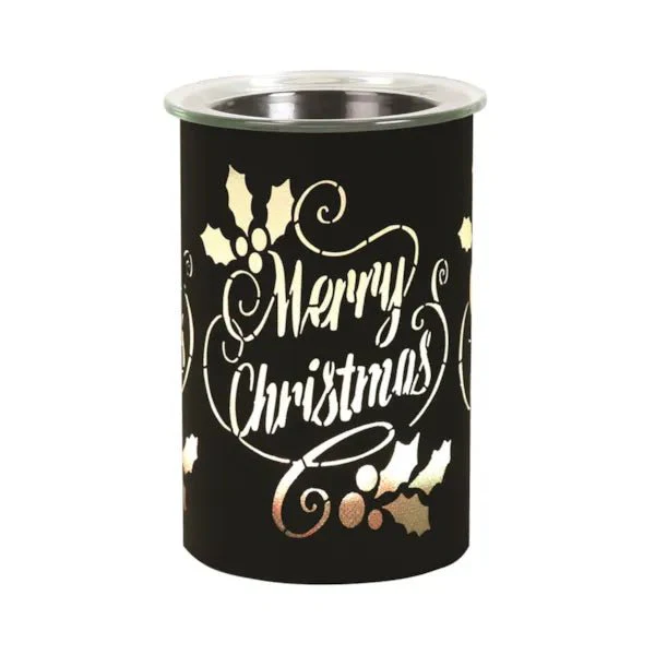 LED Colour-Cycle Wax Melt Burner – Black Merry Christmas 12cm - Image 5