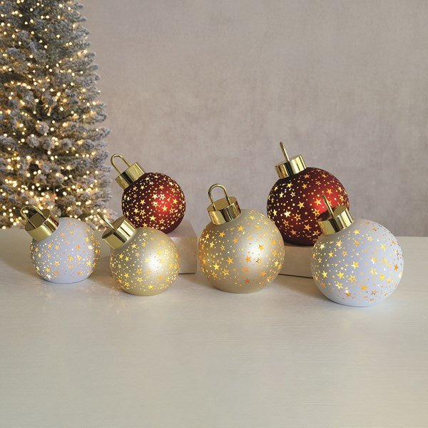 LED Red Bauble Christmas Decoration β Star Design 12cm - Image 3