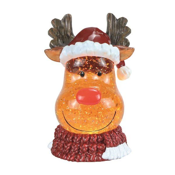 LED Reindeer Glitter Spinner 20cm β Light-Up Christmas