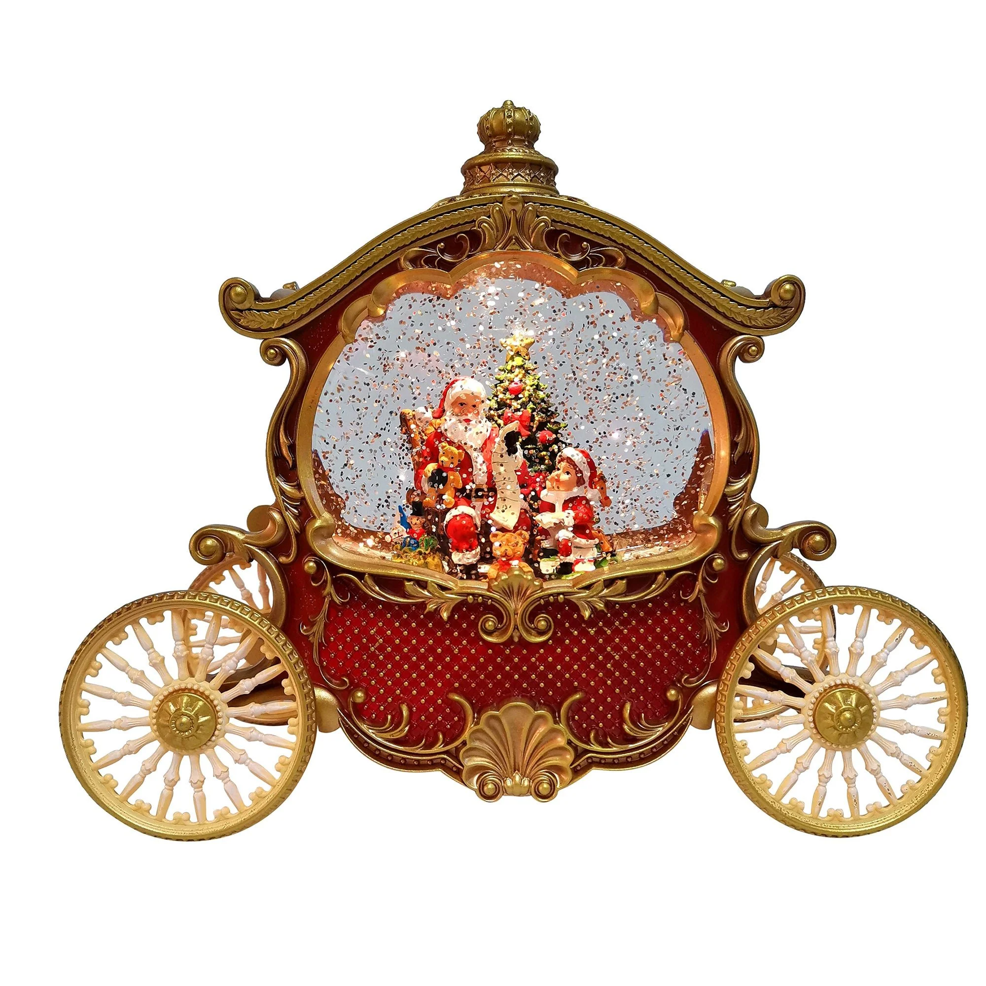 LED Santa Carriage Glitter Spinner β 26cm Ornament