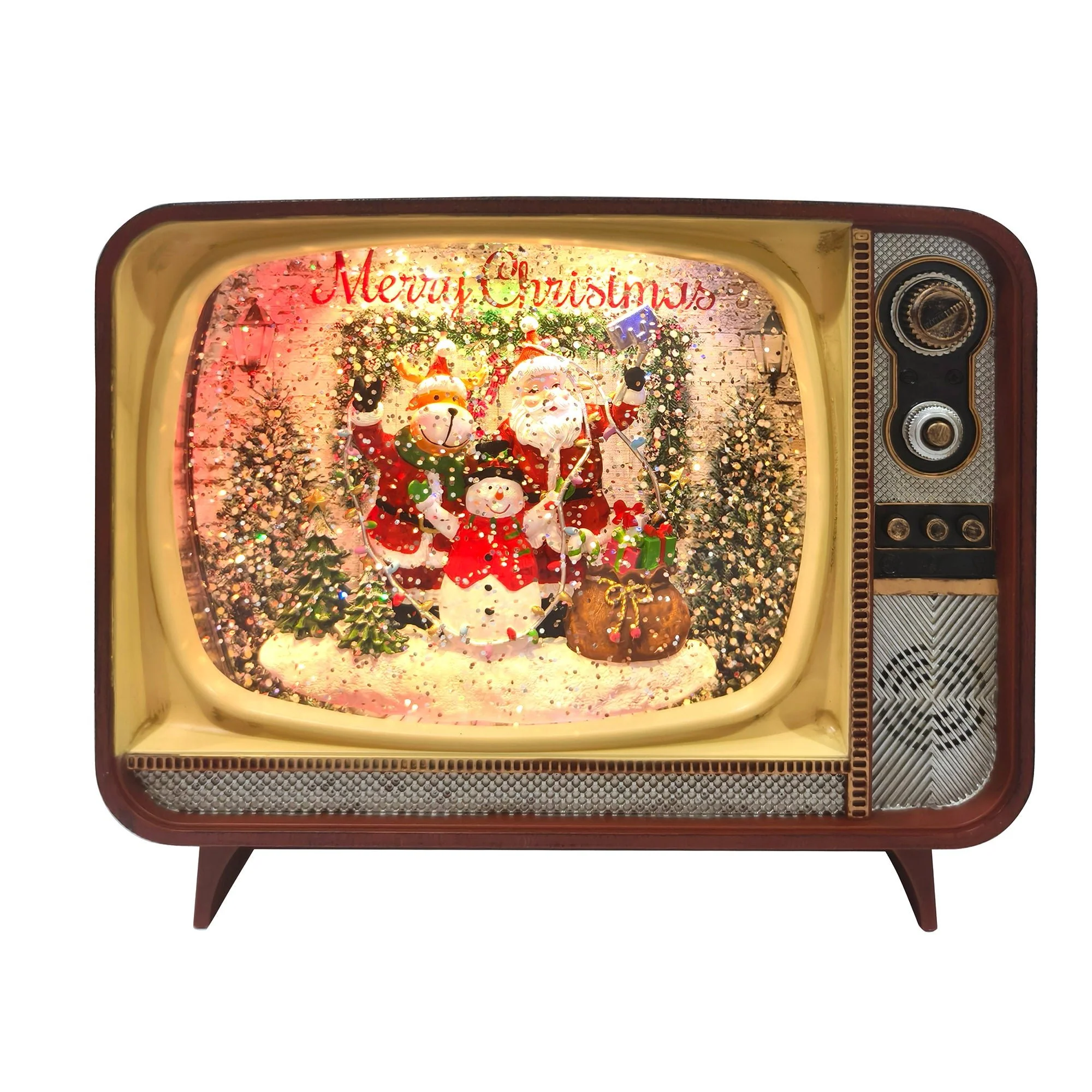 LED Santa TV Glitter Spinner β 21cm Ornament