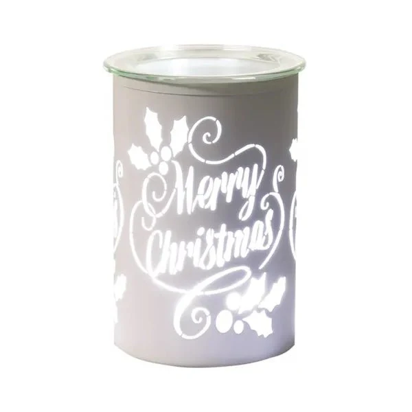 LED Wax Melt Burner â White Merry Christmas 12cm