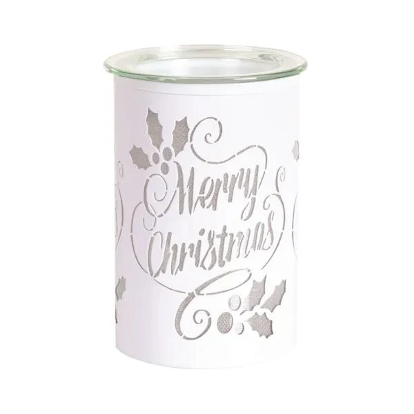 LED Wax Melt Burner â White Merry Christmas 12cm - Image 2
