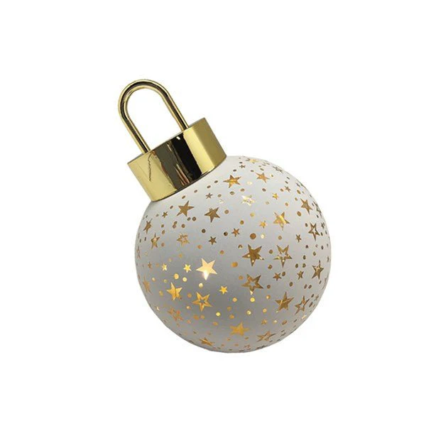 LED White Bauble Christmas Decoration – Star Design 12cm