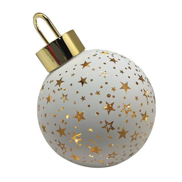 LED White Bauble Christmas Decoration – Star Design 15cm