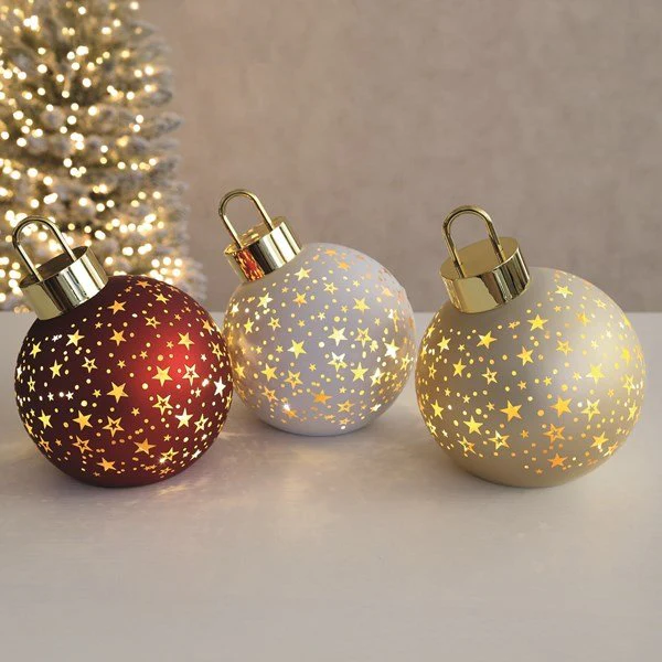 LED White Bauble Christmas Decoration – Star Design 15cm - Image 2