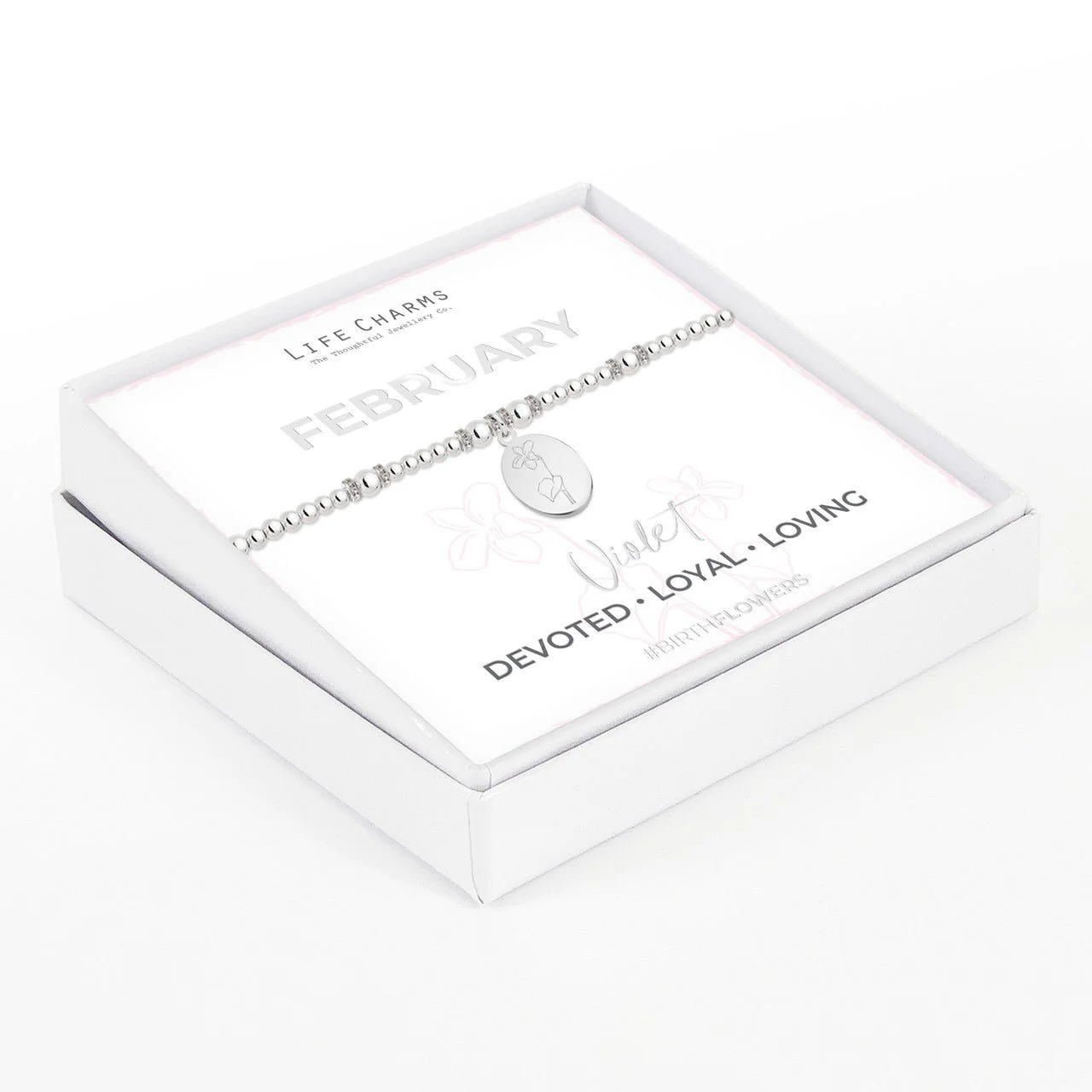Life Charms Birth Flower Bracelet - February - Image 2