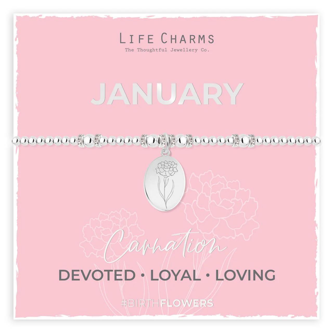 Life Charms Birth Flower Bracelet - January