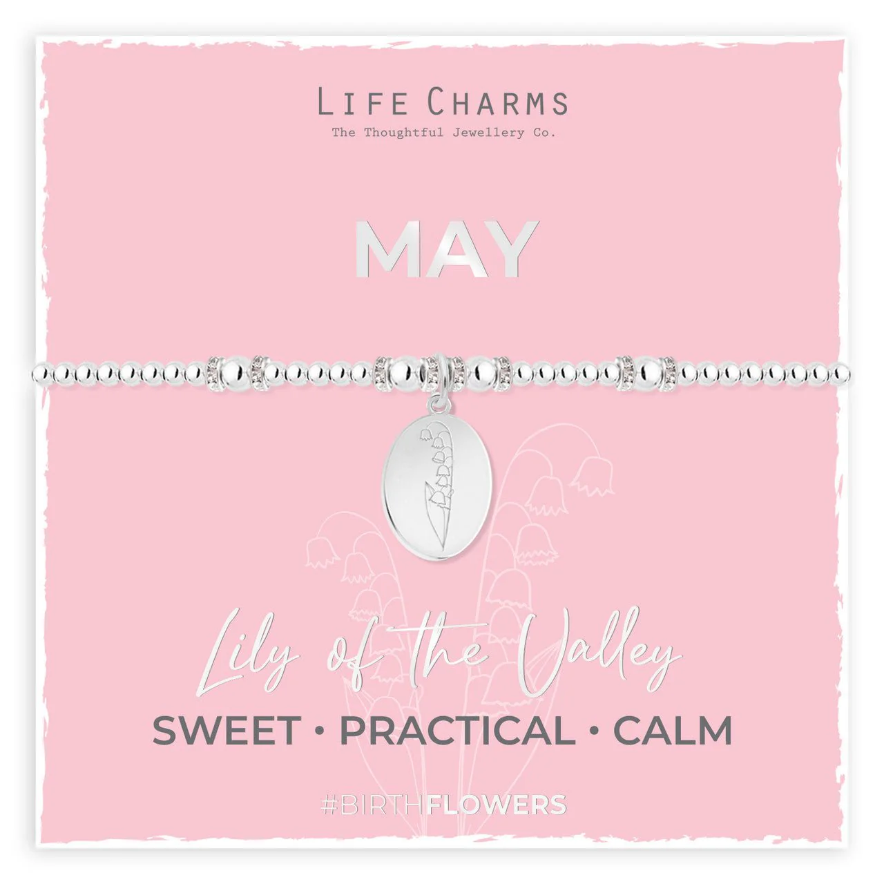 Life Charms Birth Flower Bracelet - May Silver