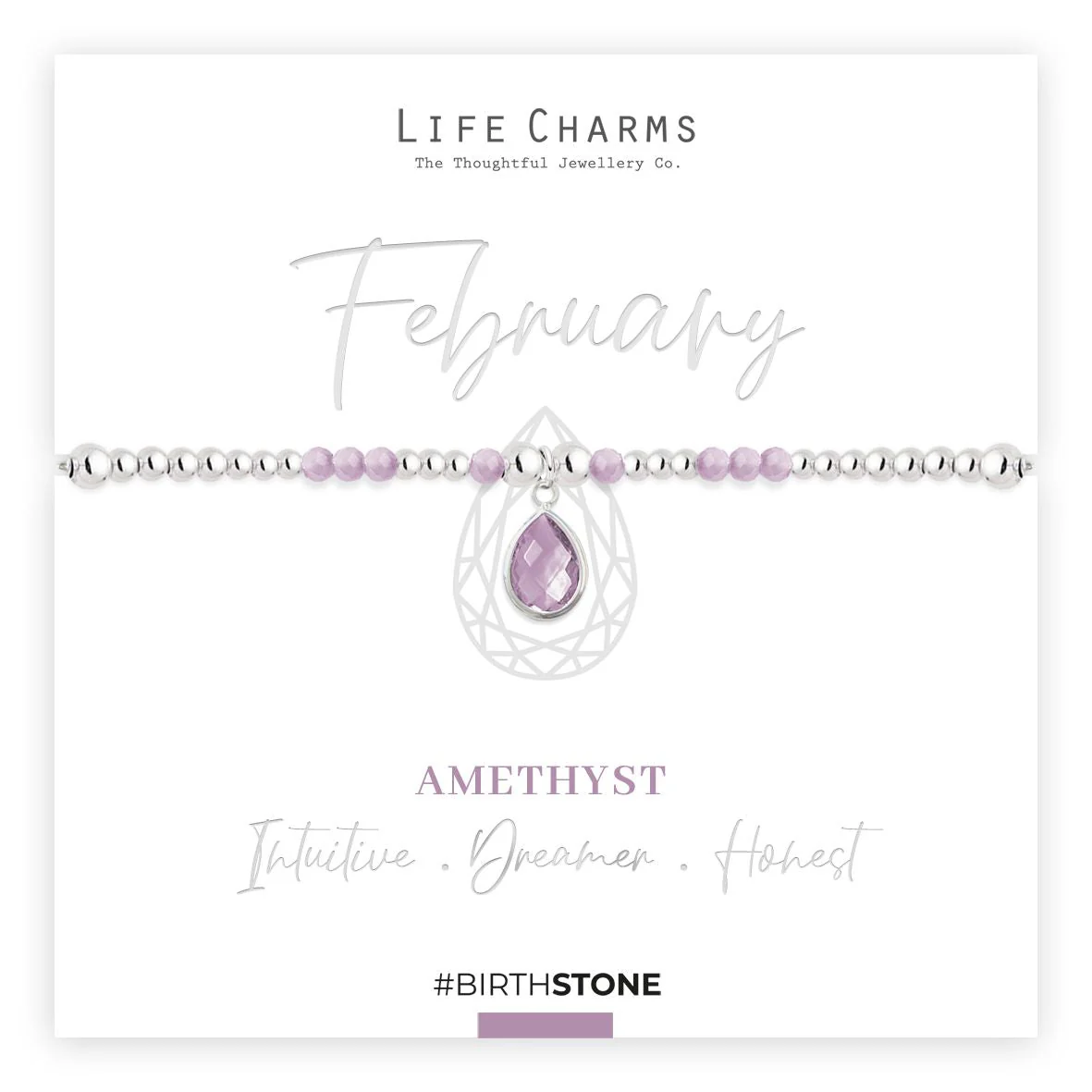 Life Charms Birthstone Bracelet - Feburary