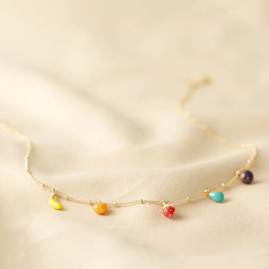Lisa Angel Enamel Fruit Charm Necklace – Gold - Image 2