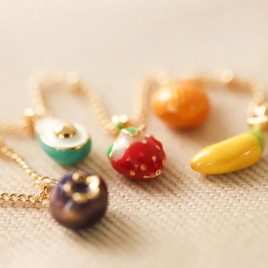 Lisa Angel Enamel Fruit Charm Necklace – Gold - Image 3