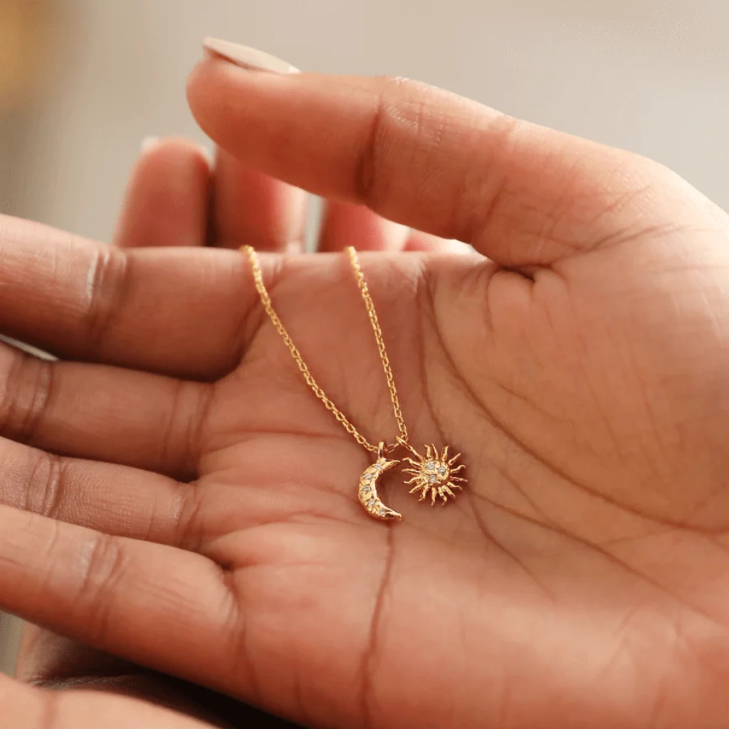 Lisa Angel Gold Sun and Moon Charm Necklace - Image 3