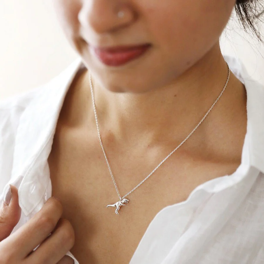 Lisa Angel Silver T-Rex Charm Necklace - Image 4