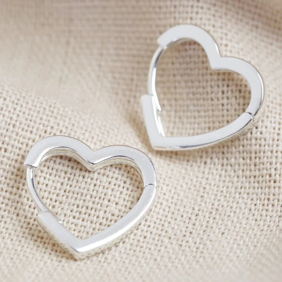 Lisa Angel Small Heart Hoop Earrings in Silver