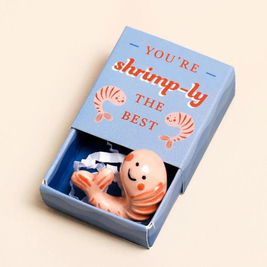 Lisa Angel Youâre Shrimp-ly The Best Mini Ceramic Shrimp Token Matchbox Gift