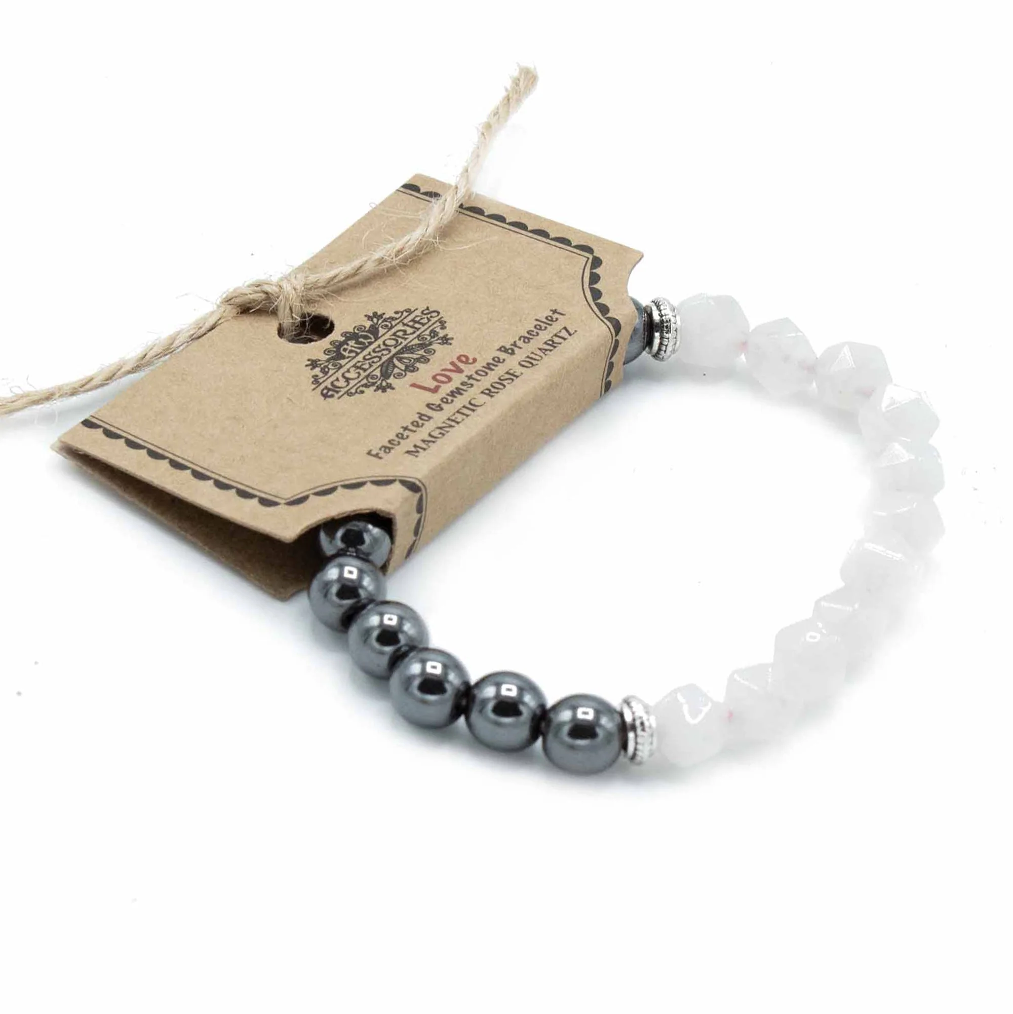 Magnetic Faceted Gemstone Bracelet - Rose Quartz