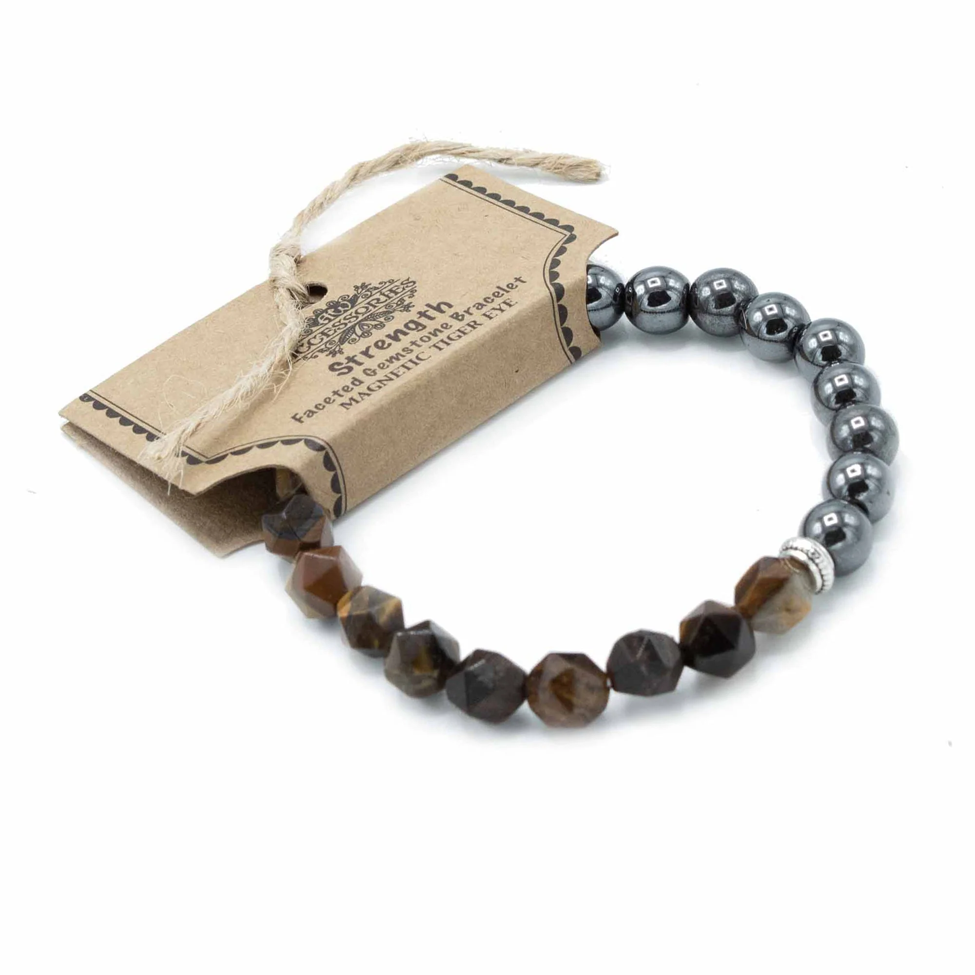 Magnetic Faceted Gemstone Bracelet - Tigers Eye