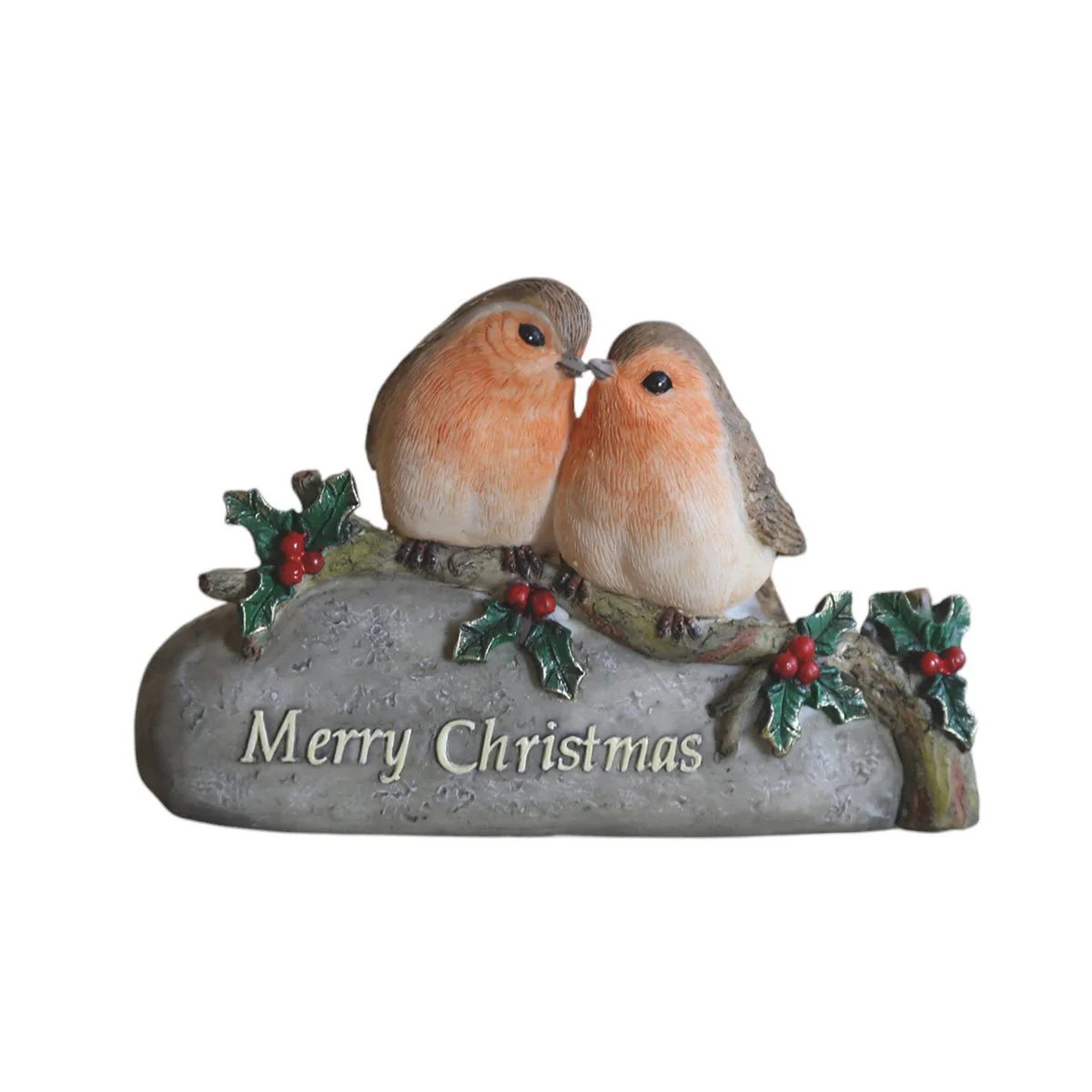Merry Christmas Robins Ornament – 13 x 8cm Figurine