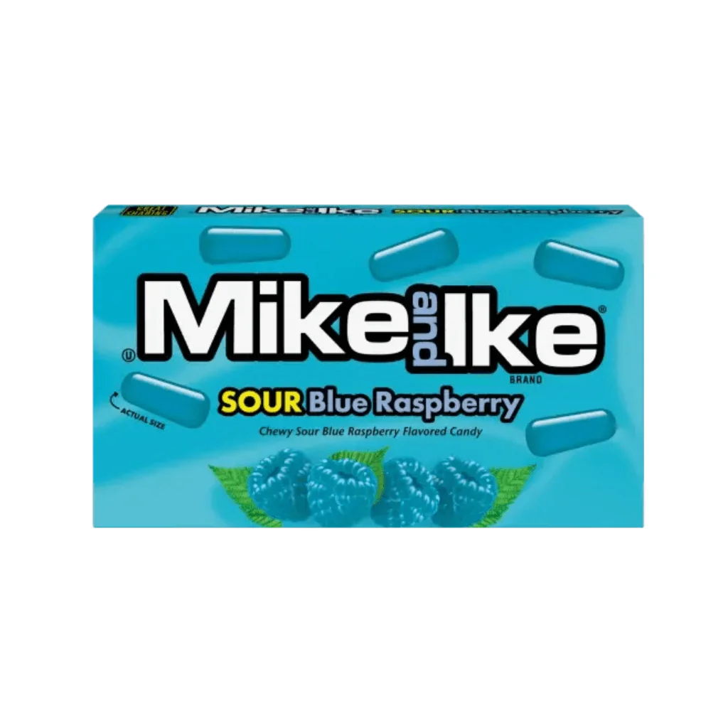 Mike and Ike Sour Blue Raspberry Chewy Candy Theatre Box