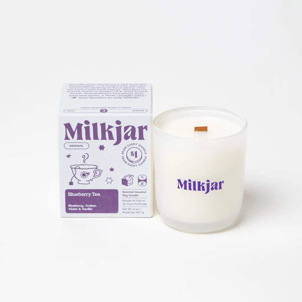 Milkjar Blueberry Tea Coconut Soy Candle 8oz β Blueberry, Violet, Amber & Vanilla