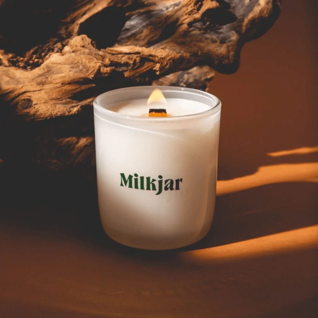 Milkjar Golden Hour Cashmere, Cedarwood & Musk Coconut Soy Candle 8oz - Image 8