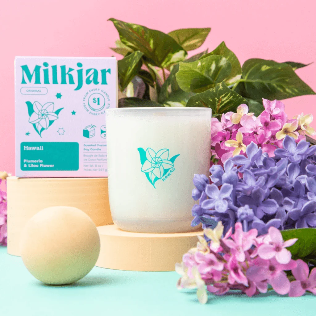 Milkjar Hawaii Plumeria & Lilac Coconut Soy Candle 8oz - Image 15