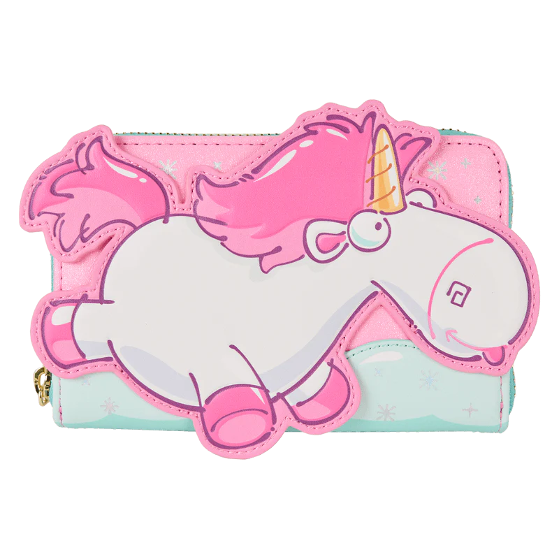 Loungefly Minions Fluffy Unicorn Rainbow Glitter Zip Around Wallet