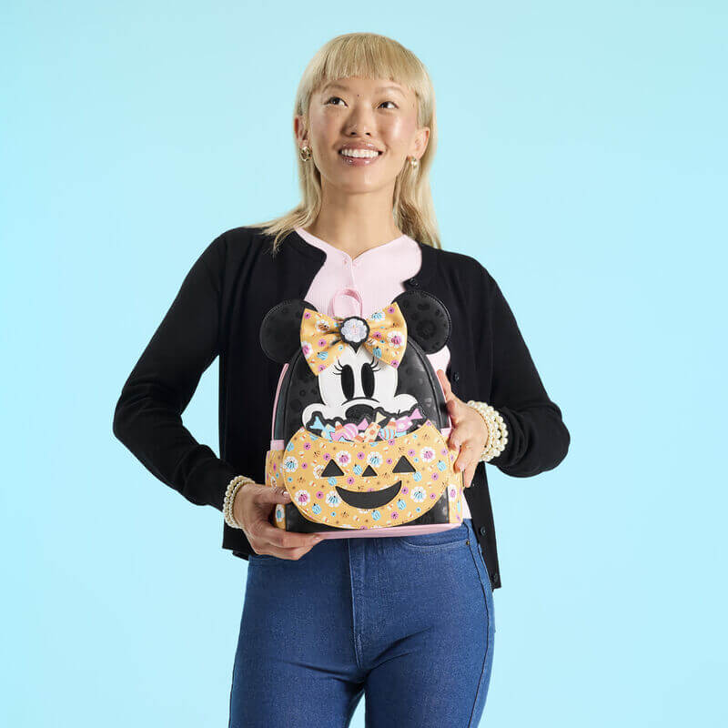 Loungefly Minnie Mouse Cosplay Floral Pumpkin Glow Mini Backpack - Image 7