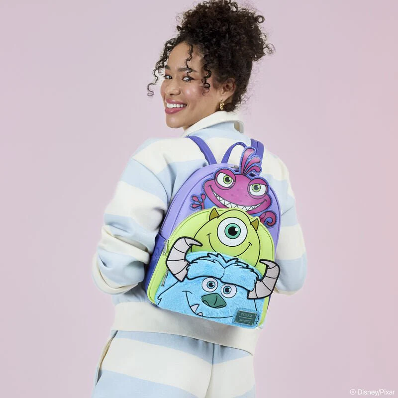 Loungefly Monsters, Inc. Sulley, Mike, & Randall Triple Pocket Mini Backpack - Image 7