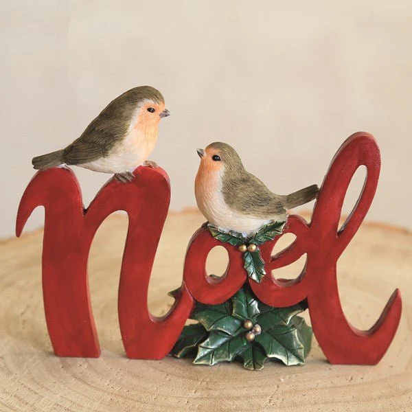Noel Robins Ornament 16x12cm – Red Script Sign - Image 2