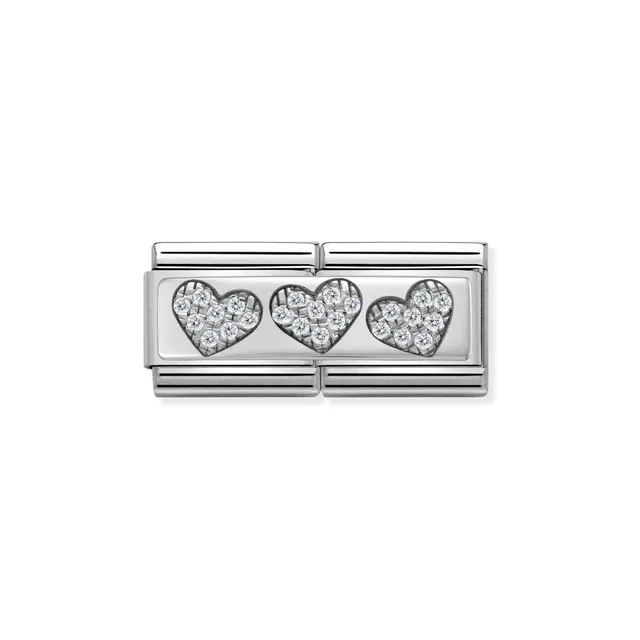 Nomination Composable Double Link Silver - Three Hearts