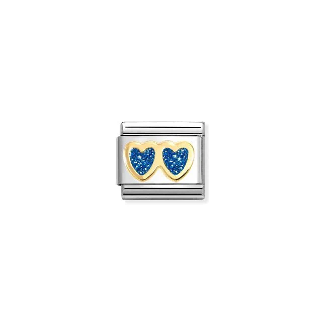 Nomination Composable Link - Blue Double Glitter Heart