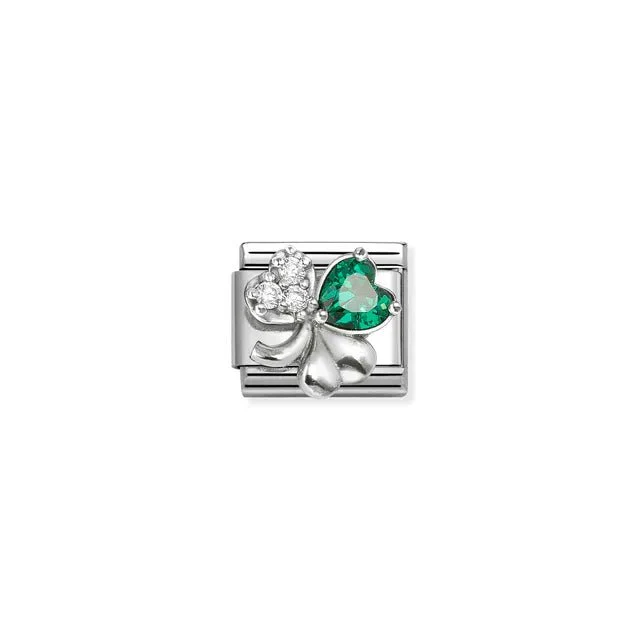 Nomination Composable Link - Clover With White And Green CZ