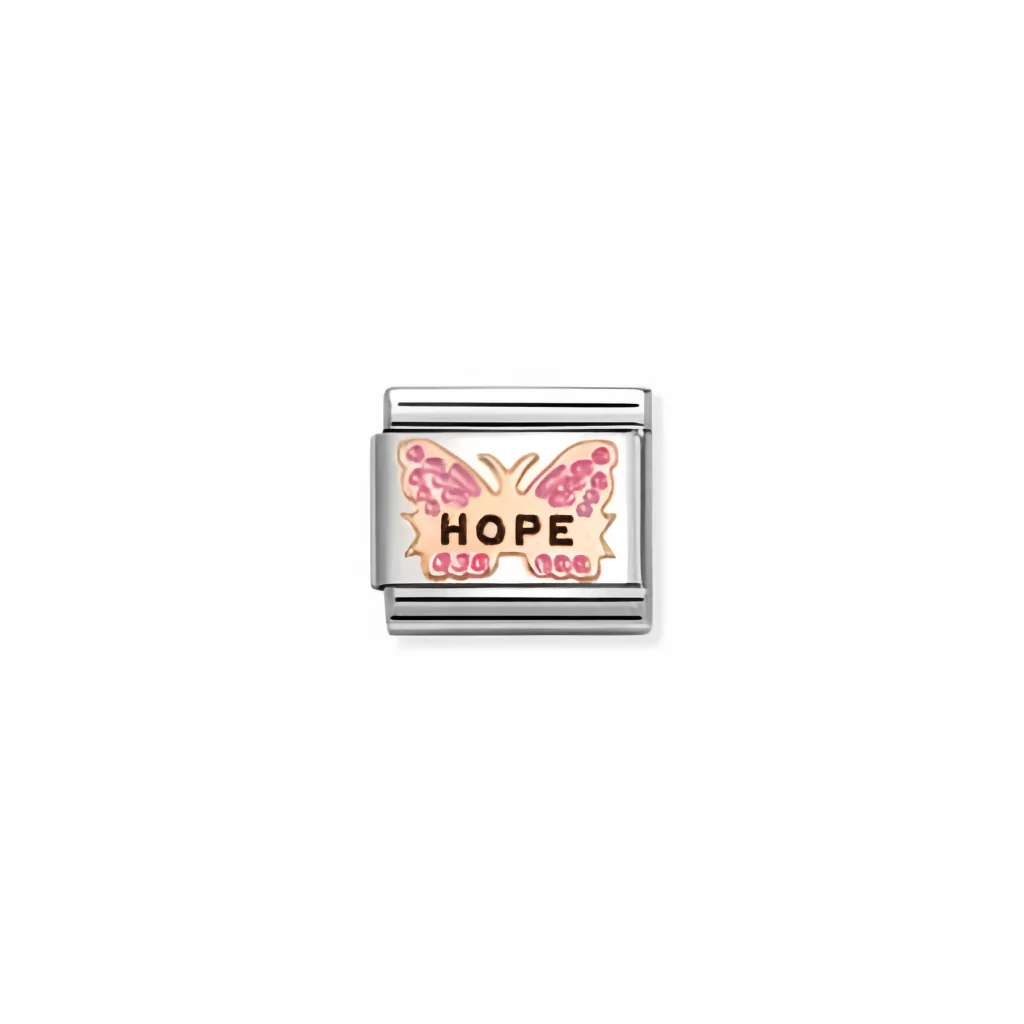 Nomination Composable Link - Fuchsia Butterfly Hope in 9k Rose Gold