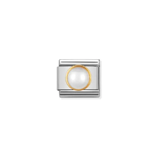 Nomination Composable Link - Gold With Round White Pearl