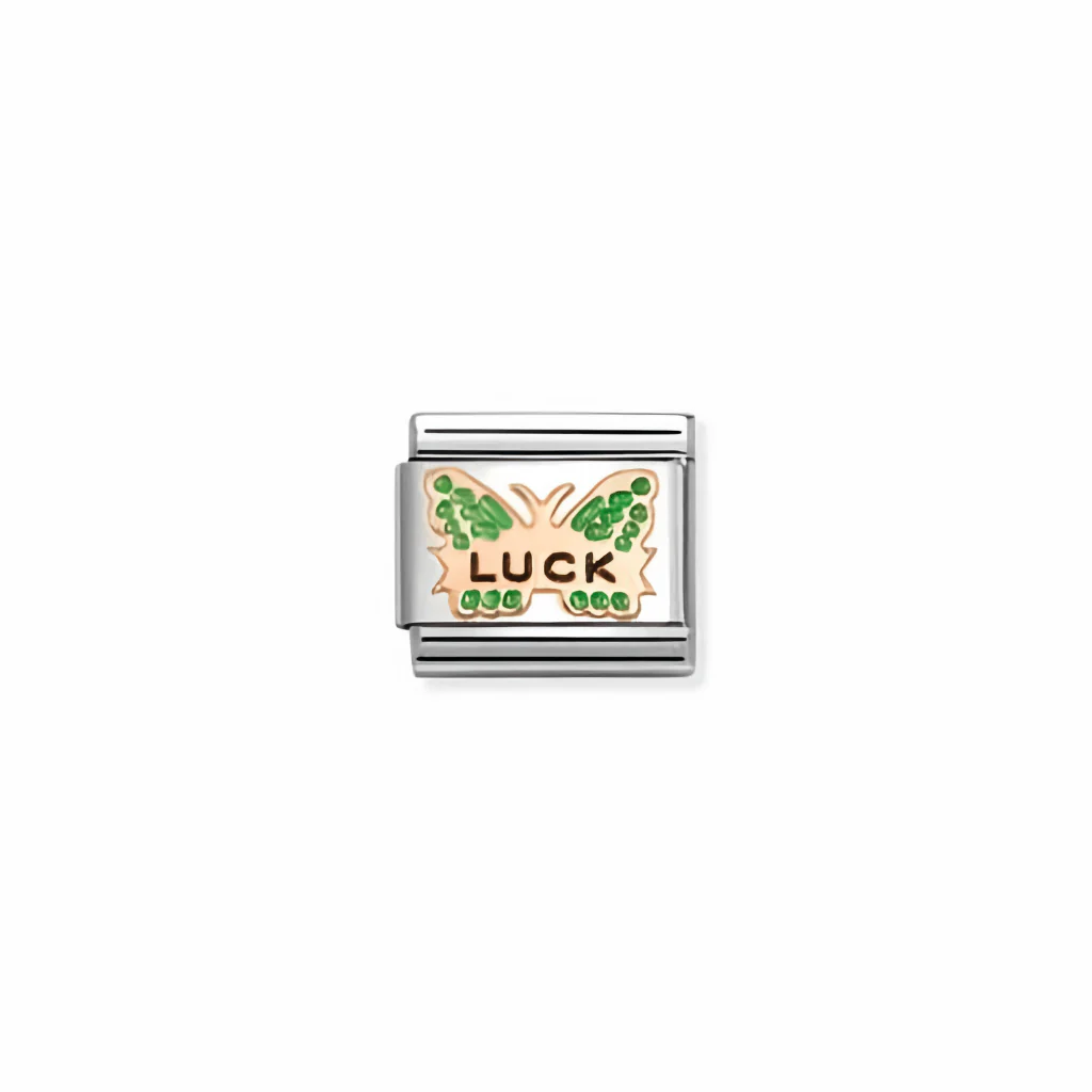 Nomination Composable Link - Green Butterfly Luck in 9k Rose Gold