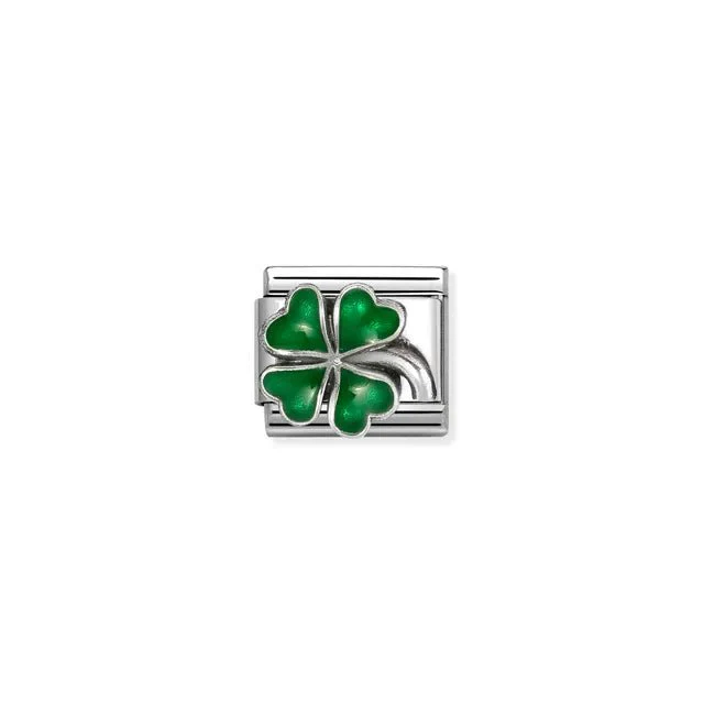 Nomination Composable Link - Green Four-Leaf Clover