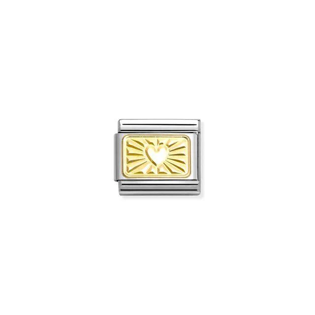 Nomination Composable Link - Heart On Etched Plate
