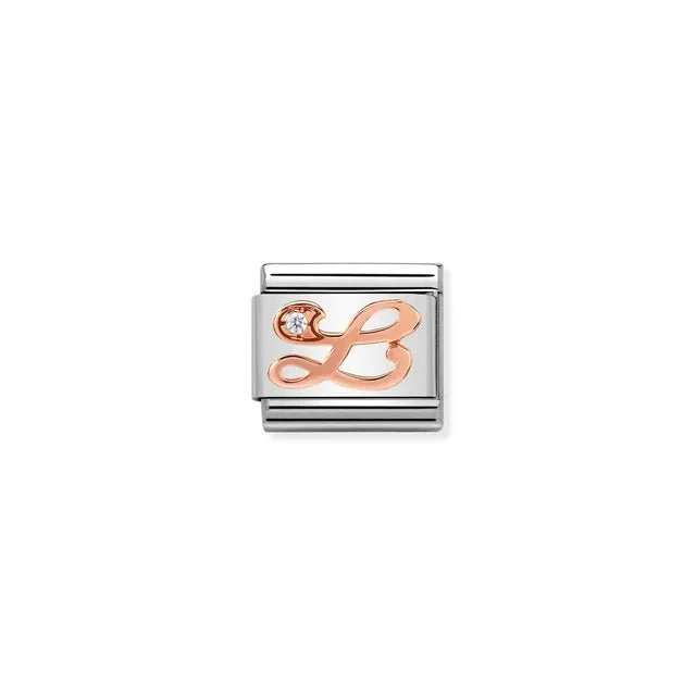 Nomination Composable Link - Letter L In Rose Gold And Cubic Zirconia