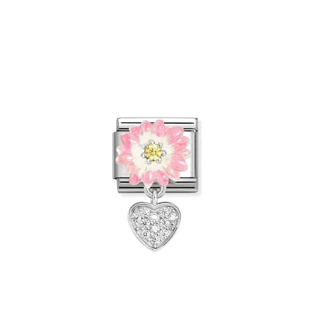 Nomination Composable Link - Pink Flower And Heart