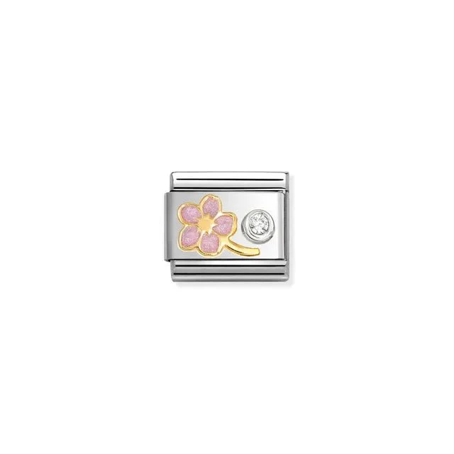 Nomination Composable Link - Pink Forget-Me-Knot & CZ